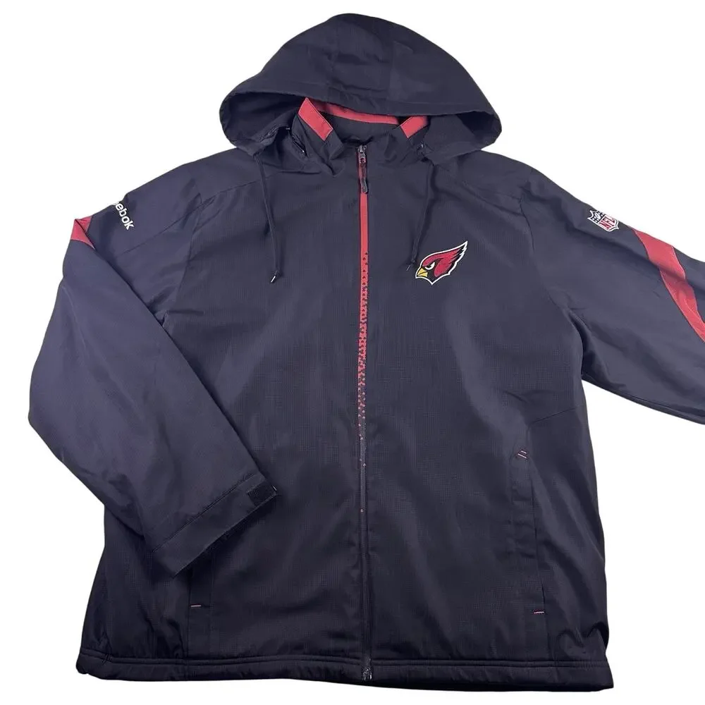 Reebok On‎ Field Arizona Cardinals Zip Up Jacket Size Large Removable Hood